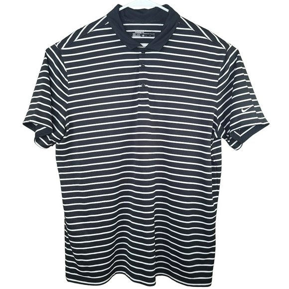 Nike Other - Nike Golf Standard Fit Mens Sz XL Dri-Fit Golf Polo Shirt Black White Stripes